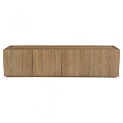 Pancho Coastal Beach Brown Solid Oak Wood Media Cabinet