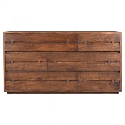Atlas Rustic Lodge Brown Acacia Wood 6 Drawer Dresser