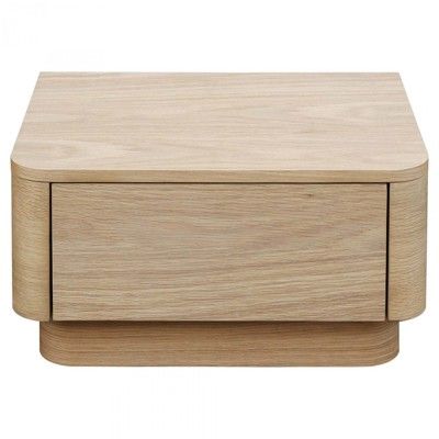 Rex Coastal Light Brown Oak Wood 1 Drawer Nightstand
