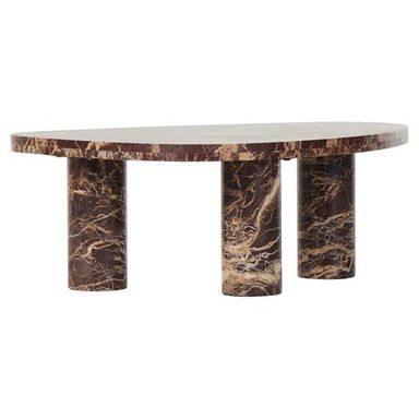 Zayden Modern Classic Merlot Red Solid Marble Coffee Table - Small