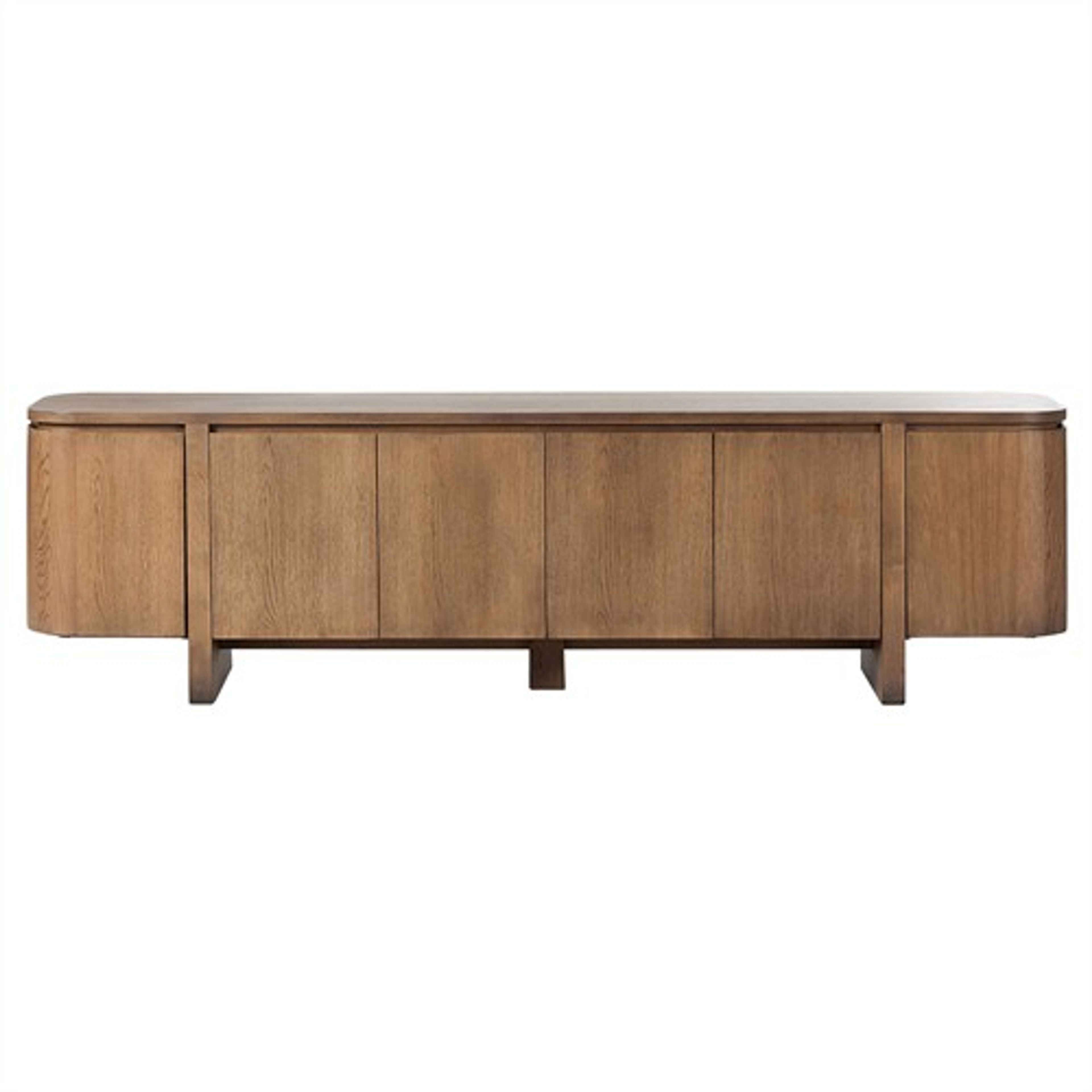 Christina 92" Curved Brown Oak Media Cabinet - Modern Classic
