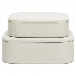 Pigeon and Poodle Dozza Modern Classic Light Gray Leather Decorative Box- Set of 2