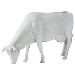 Adah Modern White Resin Grazing Life Size Cow Outdoor Life Size Statue