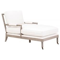 Charlize Modern Classic White Performance Cushion Grey Oak Wood Chaise Lounge