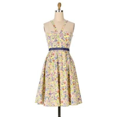 Anthropologie Dresses | Anthropologie Viola Parade V Strap Dress Pixelated | Color: Blue/Yellow | Size: 6