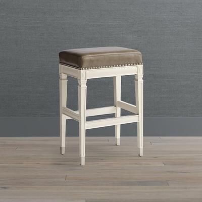 Wexford Rectangular Backless Bar & Counter Stool - 26" Counter Height, Brownstone Counter Stool, Brownstone Counter Stool/Creme Linen Performance, Individual - Frontgate
