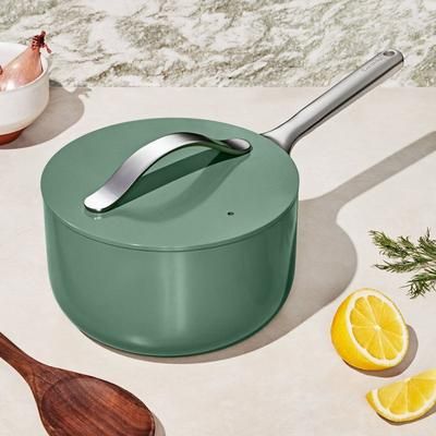 3 QT Sauce Pan In Sage | Non-Stick, Non-Toxic, PFAS-Free Ceramic Pans | Induction-Compatible For Healthy Cooking | Caraway