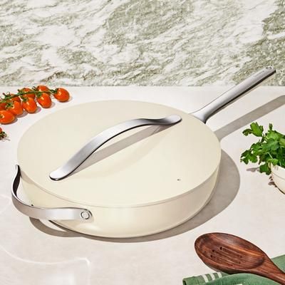 4.5 QT Sauté Pan In Cream | Non-Stick, Non-Toxic, PFAS-Free Ceramic Pans | Induction-Compatible For Healthy Cooking | Caraway
