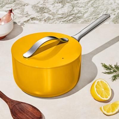 3 QT Sauce Pan In Marigold | Non-Stick, Non-Toxic, PFAS-Free Ceramic Pans | Induction-Compatible For Healthy Cooking | Caraway
