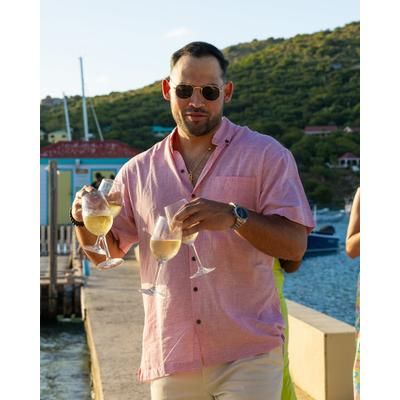 The Rosé Blusher - Short Sleeve Pink Linen Shirt