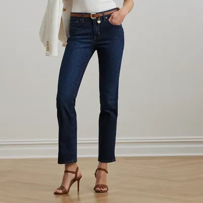 Ralph Lauren Mid-Rise Straight Jean in Deep Royal Wash Denim - Size 2
