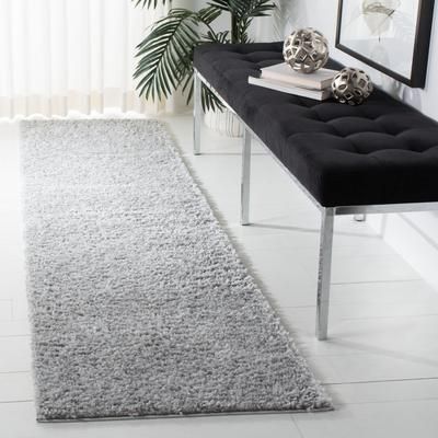 August Shag 2'3" x 8' Runner Rug, Silver