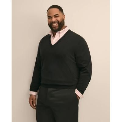 Brooks Brothers Men's Big & Tall Supima Cotton V-Neck Sweater | Black | Size 4X Tall