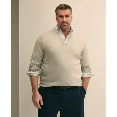 Brooks Brothers Men's Big & Tall Supima Cotton V-Neck Sweater | Grey Heather | Size 1X Tall