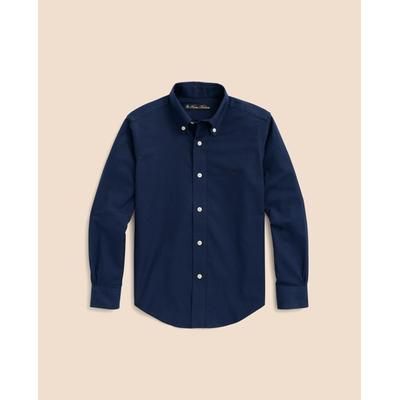 Brooks Brothers Boys Non-Iron Stretch Cotton Oxford Sport Shirt | Navy | Size Medium