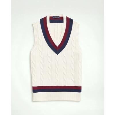 Brooks Brothers Men's Vintage-Inspired Tennis V-Neck Vest in Supima Cotton | Ivory | Size XL
