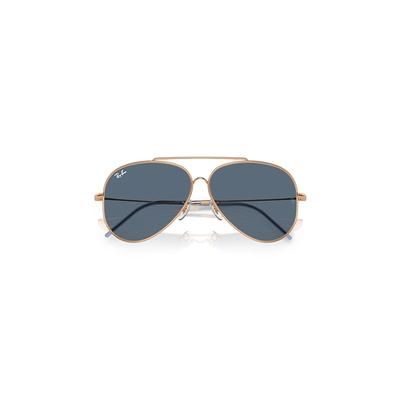Ray-Ban Aviator Reverse Sunglasses Rose Gold Frame Blue Lenses 59-11