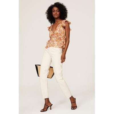 Slate & Willow Flutter Sleeve Tie Back Top Multicolored-print