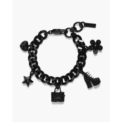 MARC JACOBS Marc Jacobs The Pave Mini Icon Charm Bracelet in Black/Black Crystal