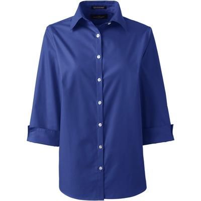 Women's 3/4 Sleeve Broadcloth Shirt - Dark Cobalt Blue - 00