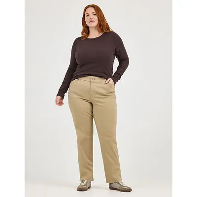 Lee Relaxed Fit Straight Leg Pants Plus Size Flax (Size 26W x 31 Inches (M))