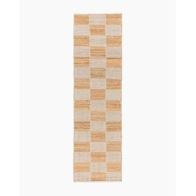 Wool & Jute Handwoven Checkered Rug 2'10" x 10'