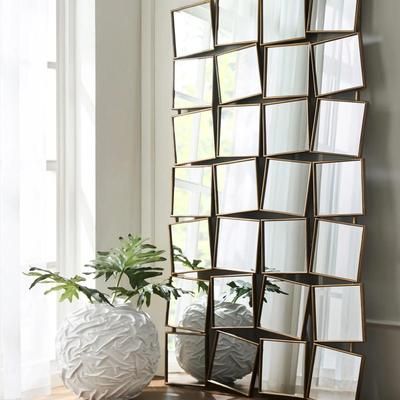 Newberry Floor Mirror | Gold | Z Gallerie | 44.5"W x 2"D x 77"H | Hand-crafted iron frame & glass