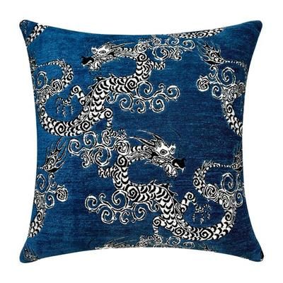 Dragonette Pillow 20" | Sapphire | Patterned Pillows | Z Gallerie | 20"X20" | Chenille Velvet