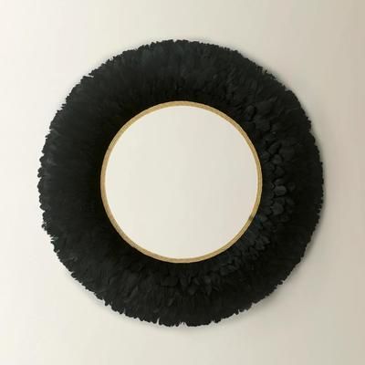 Nikki Chu - Midnight Feather Mirror | Black | Wall Mirrors | Z Gallerie | 35.5" Diameter | Feathers MDF Glass