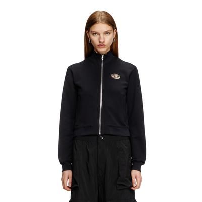 Diesel - Zip-up sweatshirt with cut-out logo - Sweaters - Woman - Black