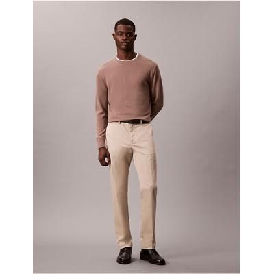 Calvin Klein Men's Cotton Stretch Slim Trousers in Island Fossil 97% Cotton/3% Elastane