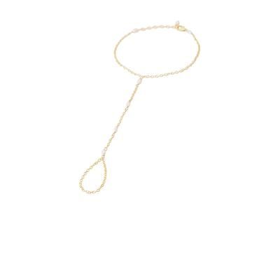 NAiiA Sophia Pearl Hand Chain in Metallic Gold.
