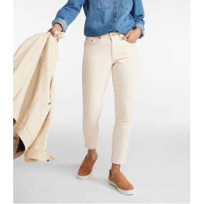 Women's BeanFlexJeans, High-Rise Slim-Leg Ankle Color Natural 18, Denim/Leather L. L.Bean