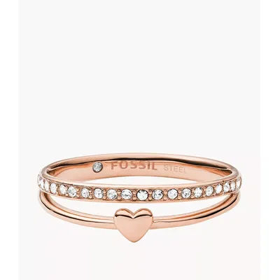 Sutton Hearts To You Rose Gold-Tone Stainless Steel Band Ring JF03460791