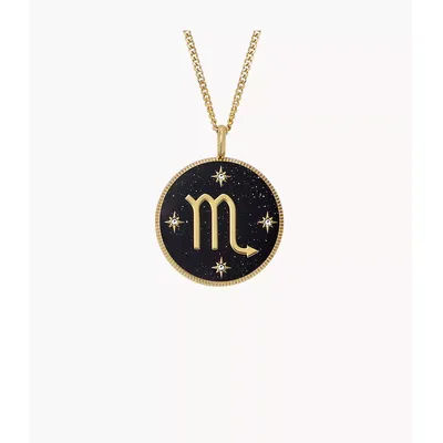 Scorpio Sutton Zodiac Gold-Tone Stainless Steel Black Sandstone Pendant Necklace JF04845710