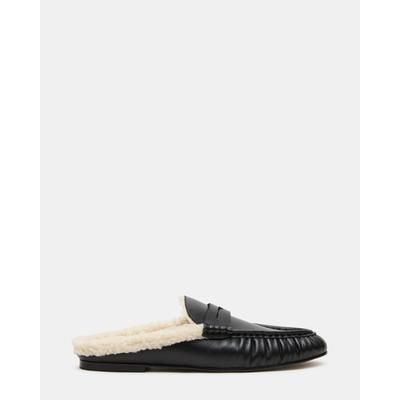 Steve Madden Women's Rafe Faux Fur Slip-On Loafers - Black - Size 8 - Leather