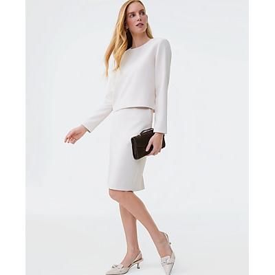 Ann Taylor The Petite Pocket Midi Skirt in Fluid Crepe