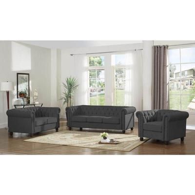 Romeo Charcoal Linen Arm Chair (Set of 1)