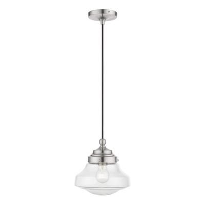 Ghessington 1-Light Brushed Nickel Island Mini Pendant with Clear Glass Shade