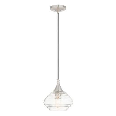 Midland 1-Light Brushed Nickel Mini Pendant with Clear Glass