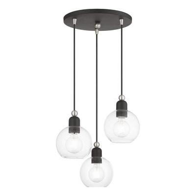 Westridge-3 Light Black with Brushed Nickel Accents Sphere Multi Pendant