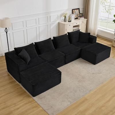 Garvee 137in Modular Sectional Sofa Modern Cloud Sectional Couch with Deep Seat U-Shape Boneless Couch with Chaise for Living Room Apartments Bedroom