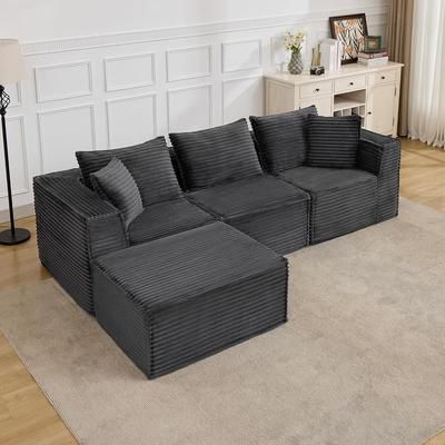 Garvee 107in Modular Sectional Sofa Modern Cloud Sectional Couch with Deep Seat L-Shape Boneless Couch with Chaise for Living Room Apartments Bedroom