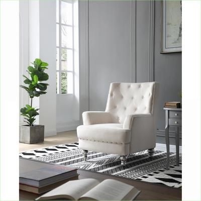 Watnature Ivory Upholstered Accent Armchair Small Single Seating Chair for Cozy Spaces Living Room Bedroom for Adults | 6UO2H4SEG1VZ