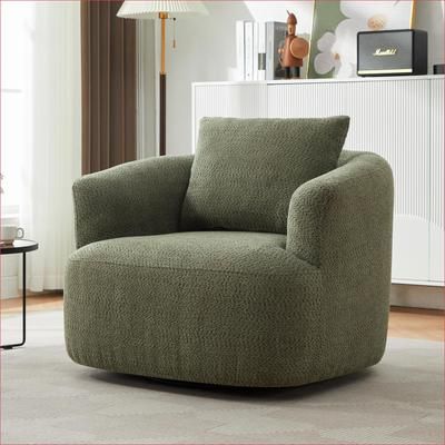 Watnature 38.2 360 Swivel Upholstered Accent Barrel Chair Sage Green with Throw Pillow for Living Room Bedroom Office for Adults one_size
