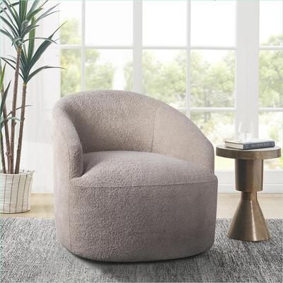 Watnature Upholstered 360 Degree Swivel Accent Chair Beige Comfy Chair Seating for Adults Extra Seating for Living Room Bedroom one_size