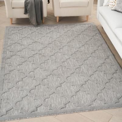 Nourison Home Easy Care 5' x 7' Silver Grey Modern Indoor/Outdoor Rug, Gray
