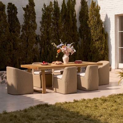 Castlery Rio Outdoor Teak Dining Table and 6 Lorna Armchairs for Multi Color