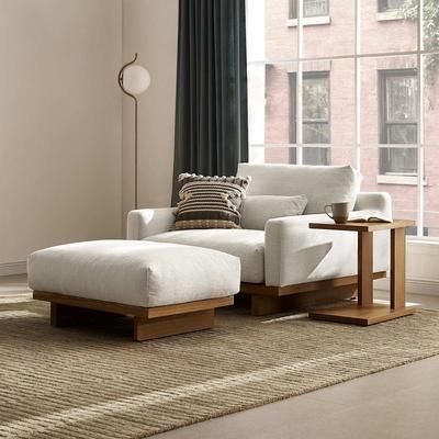 Performance Fabric Armchair with Removable Covers - Grey, Dark Brown | Mori by Castlery