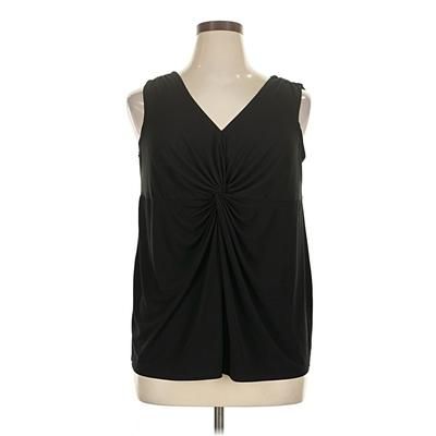 Lane Bryant Sleeveless T-Shirt: Black Tops - Size 14 Plus